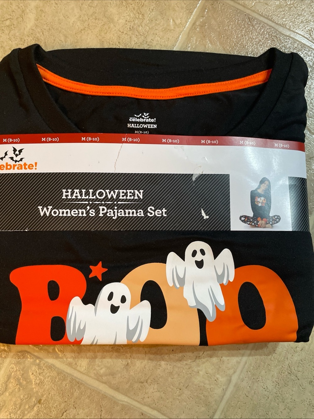 New Celebrate 2 pc Boo Crew Womens Halloween Pajama Set Size M 8-10